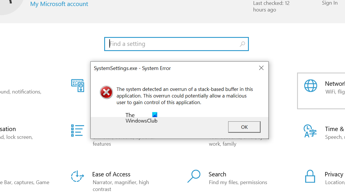 systemsettings-exe-system-error-overrun-of-a-stack-based-buffer