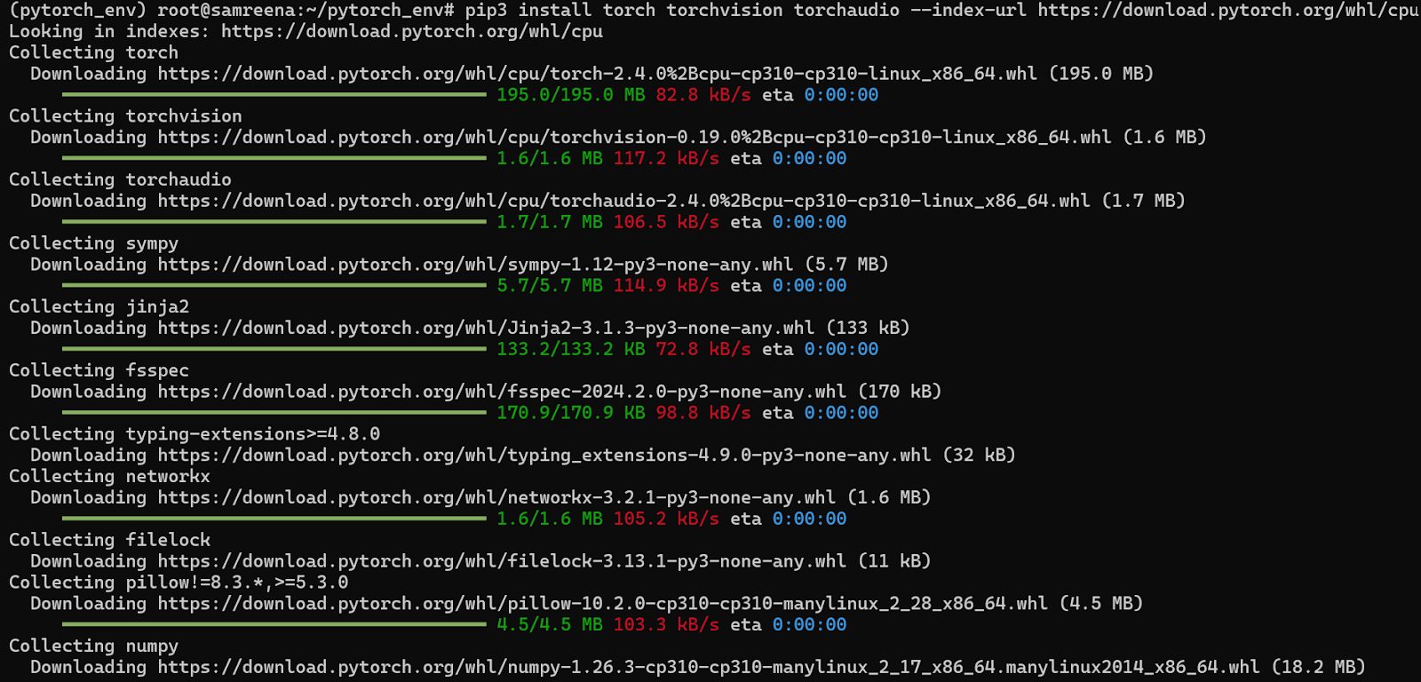 نصب PyTorch بر روی CPU